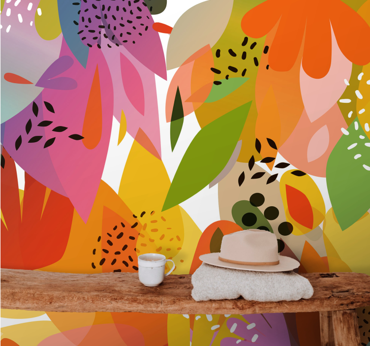 Flower wall mural colorful floral collage - TenStickers