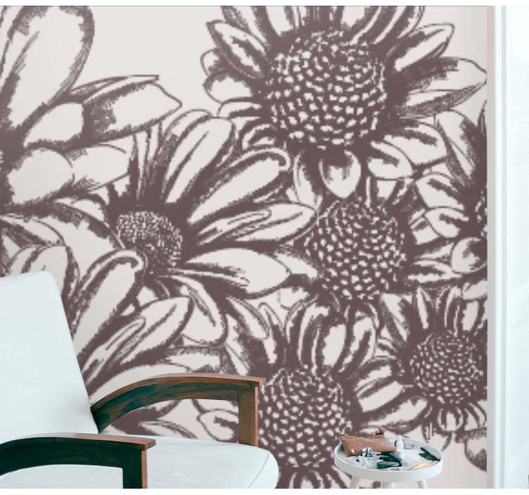 Flower wall mural daisy flower pattern - TenStickers