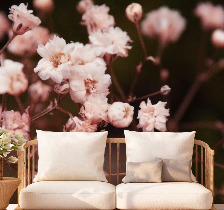 Flower wall mural delicate blooming flowers - TenStickers