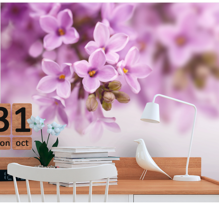 Flower wall mural delicate lilac blooms - TenStickers