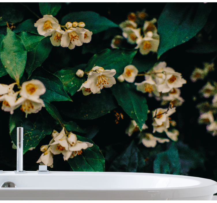 Flower wall mural delicate white blossoms - TenStickers