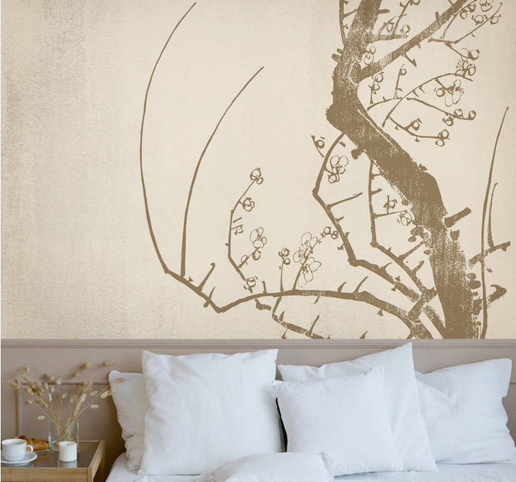 Flower wall mural elegant blossom branch design - TenStickers