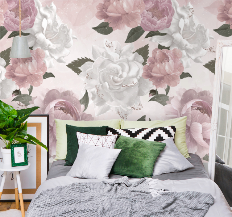 Flower wall mural elegant botanical design - TenStickers