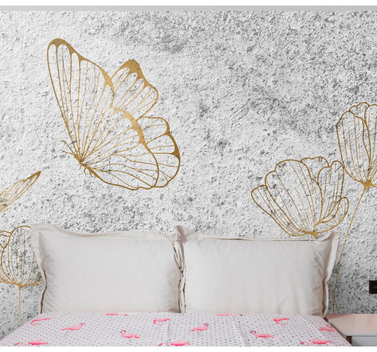 Flower wall mural elegant butterfly pattern - TenStickers