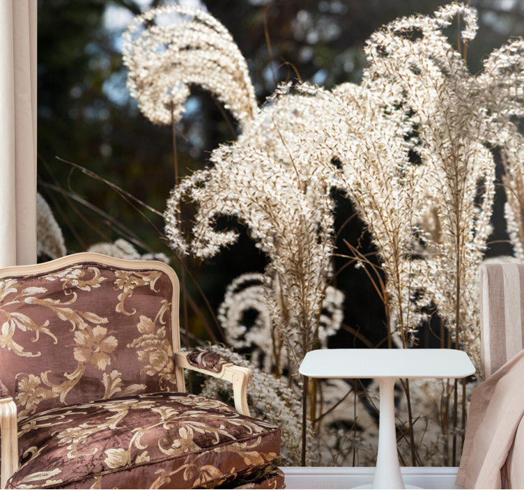 Flower wall mural elegant pampas grass design - TenStickers