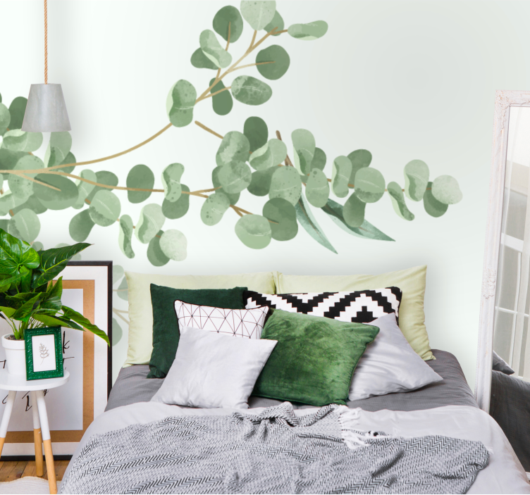 Flower wall mural eucalyptus leaf design - TenStickers
