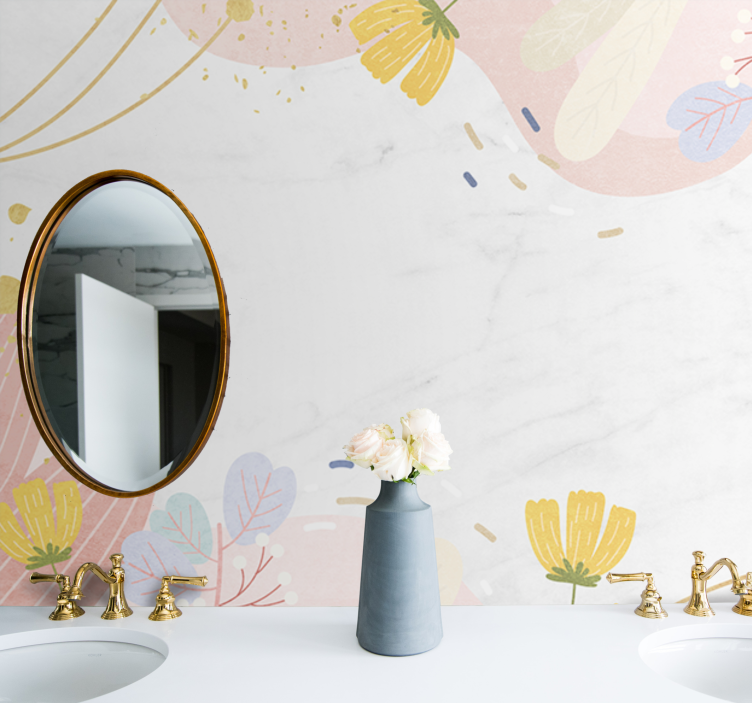 Flower wall mural floral design highlights - TenStickers