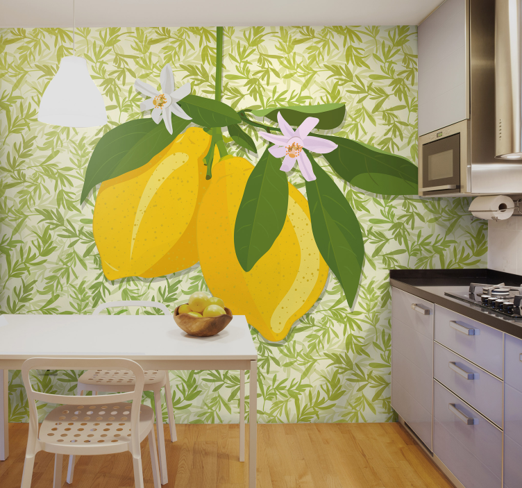 Flower wall mural lemon branch bloom - TenStickers
