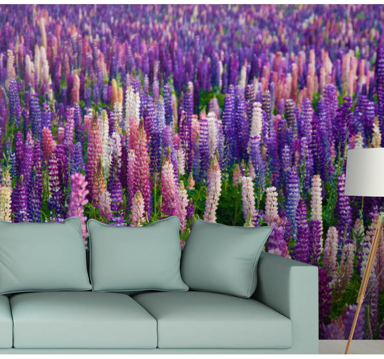 Flower wall mural lush purple blooms - TenStickers