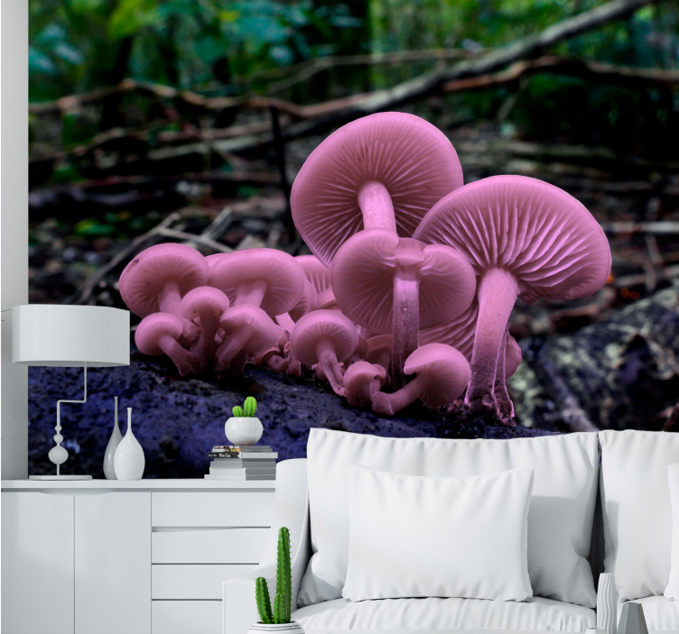 Flower wall mural pink mushroom clusters - TenStickers