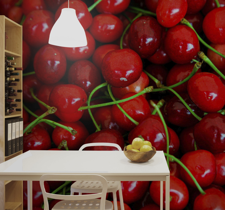 Flower wall mural ripe cherry bunches - TenStickers