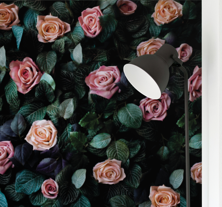 Flower wall mural roses and foliage design - TenStickers