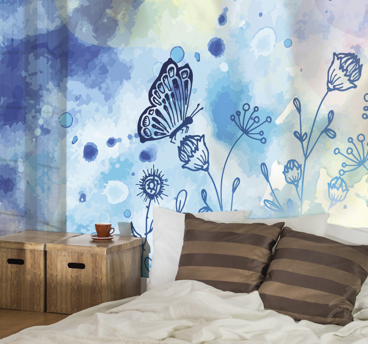 Flower wall mural soaring wings and flowers - TenStickers