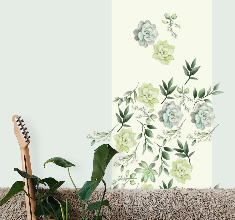 Flower wall mural succulent floral design - TenStickers