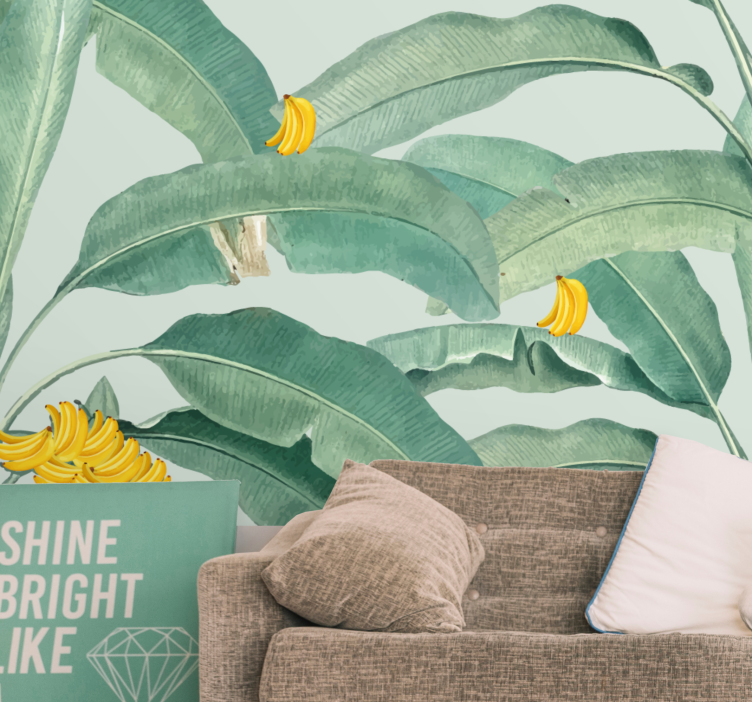 Flower wall mural tropical banana foliage - TenStickers