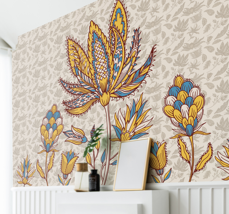 Flower wall mural vibrant floral design - TenStickers