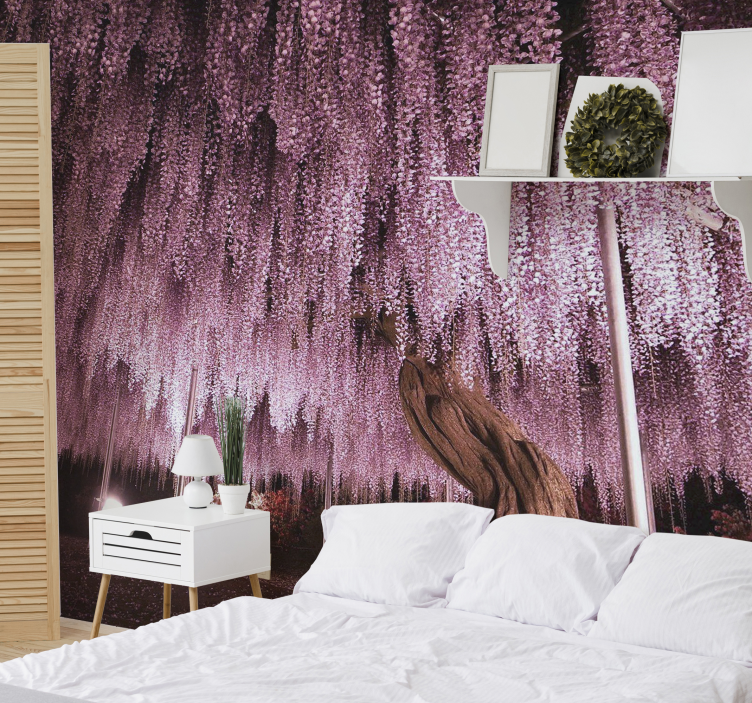 Flower wall mural wisteria blossom canopy - TenStickers