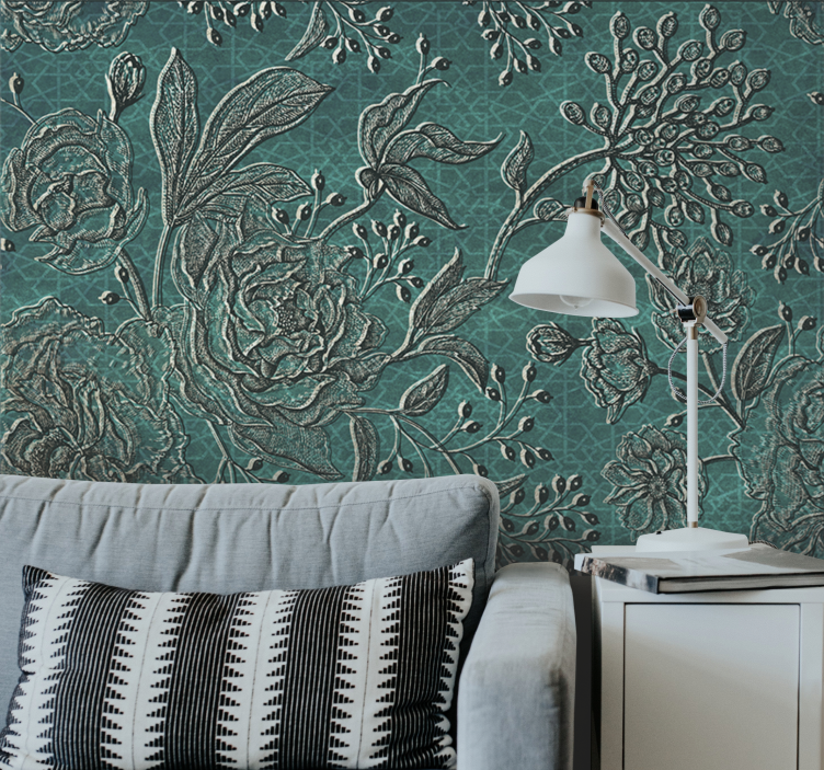 Flower wall mural with detailed floral design - TenStickers