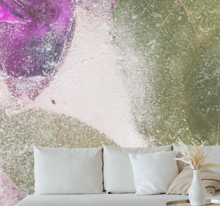 Flower wall mural with purple floral elements - TenStickers