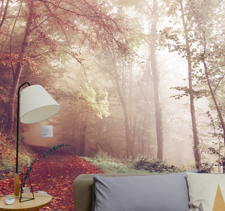 Forest wall mural autumn trail scene - TenStickers