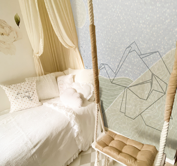 Japandi elephants design kids wall mural - TenStickers