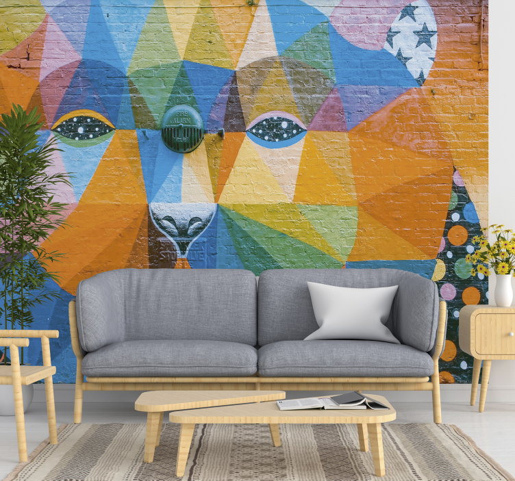 Geometric Feline urban wall mural - TenStickers
