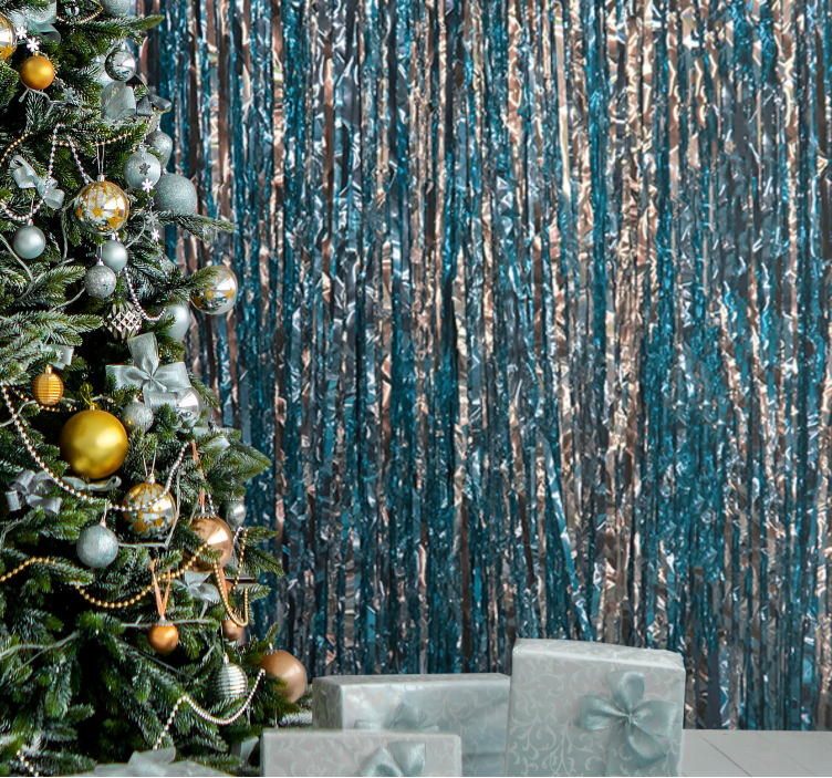 Glittered blue xmas decor Christmas wall mural - TenStickers