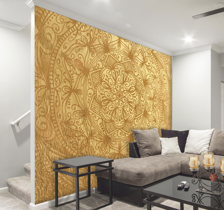Stunning Golden mandala photomural - TenStickers