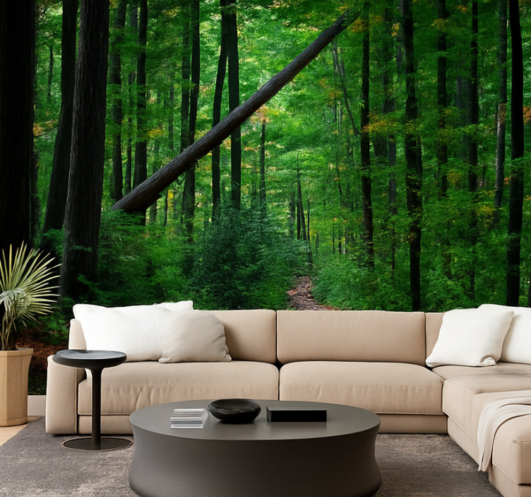 Green forest design jungle wall mural - TenStickers