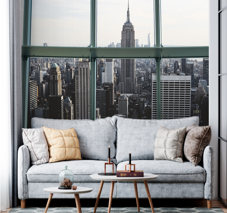 Grey window new york wall mural - TenStickers
