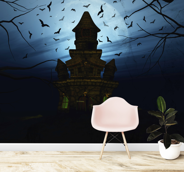 Halloween wall mural haunted castle silhouette - TenStickers