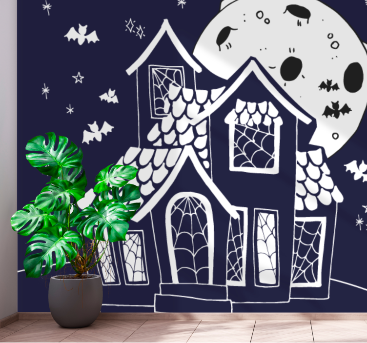 Halloween wall mural spooky haunted house - TenStickers