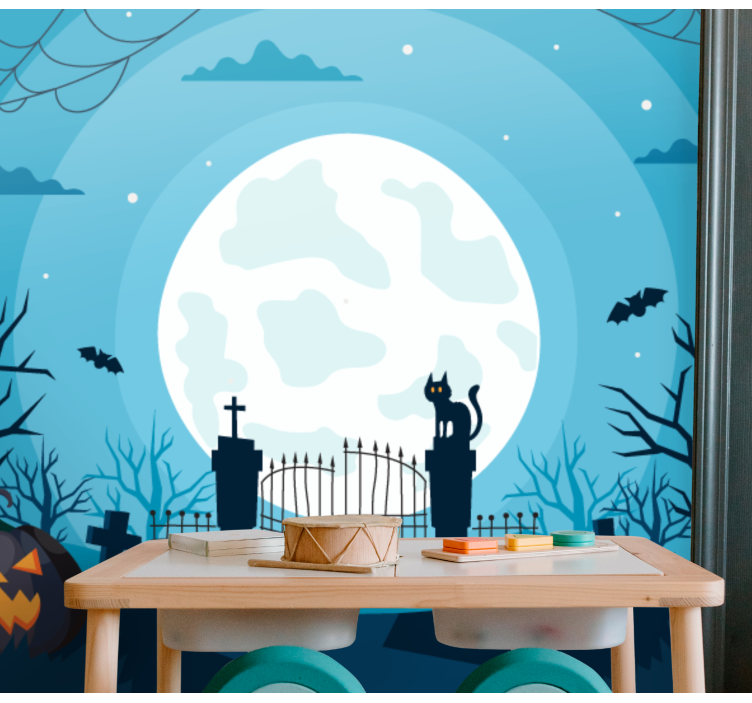 Haunted Graveyard Scene halloween wall mural - TenStickers