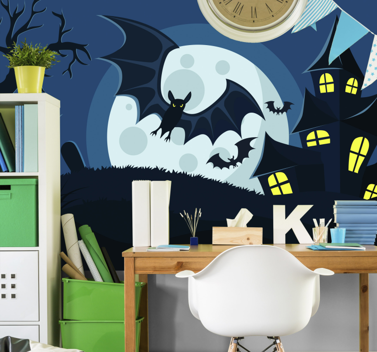 Haunted House Scene halloween wall mural - TenStickers