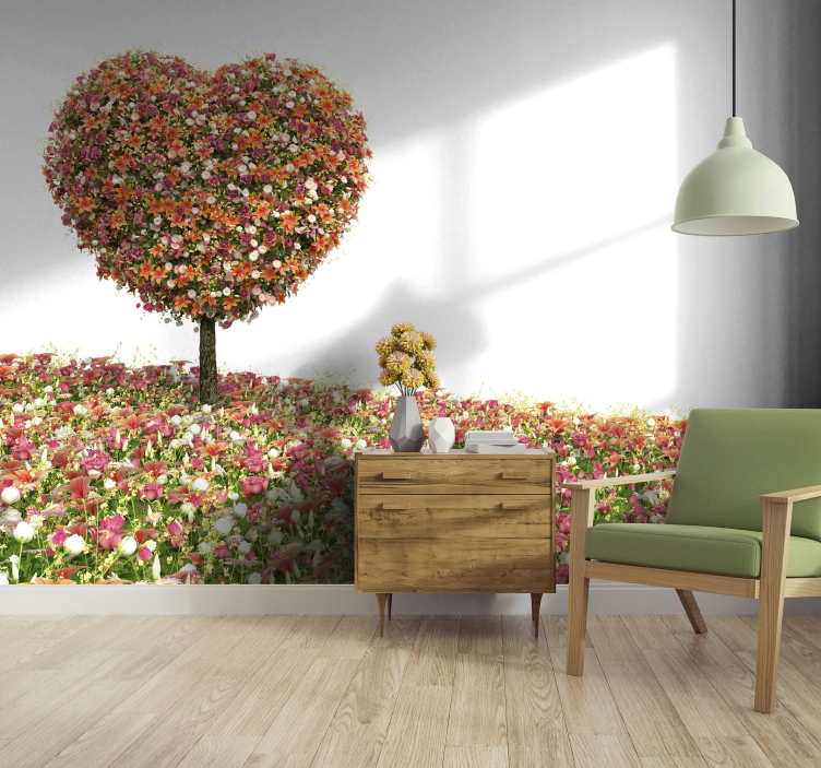 Heart-Shaped Floral Tree flower wall mural - TenStickers