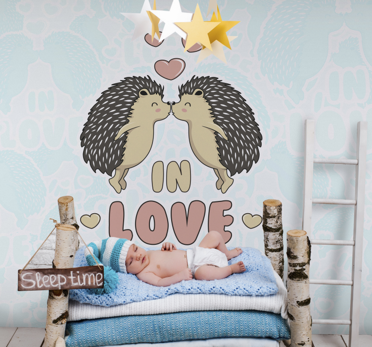 Kids wall mural hedgehog love display - TenStickers