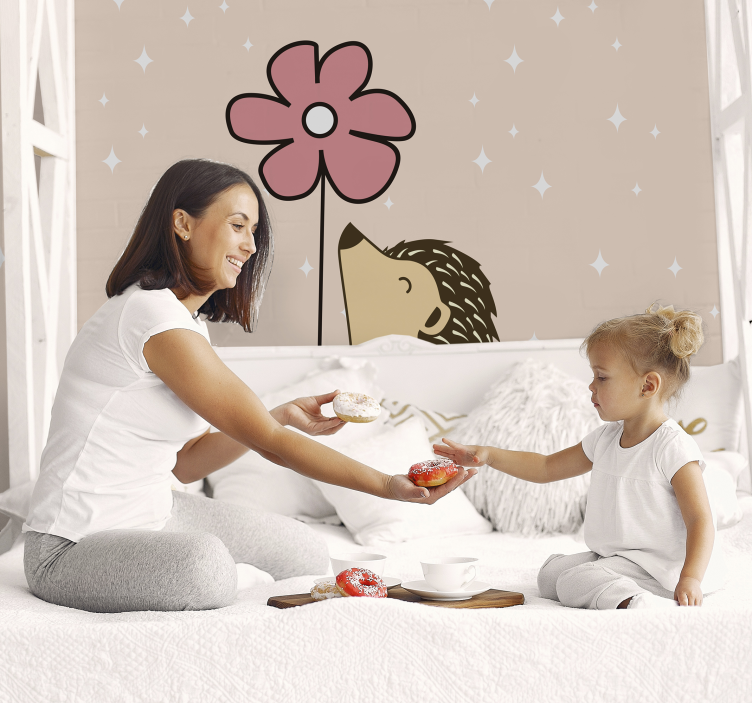 Hedgehog and Flower animal wall mural - TenStickers