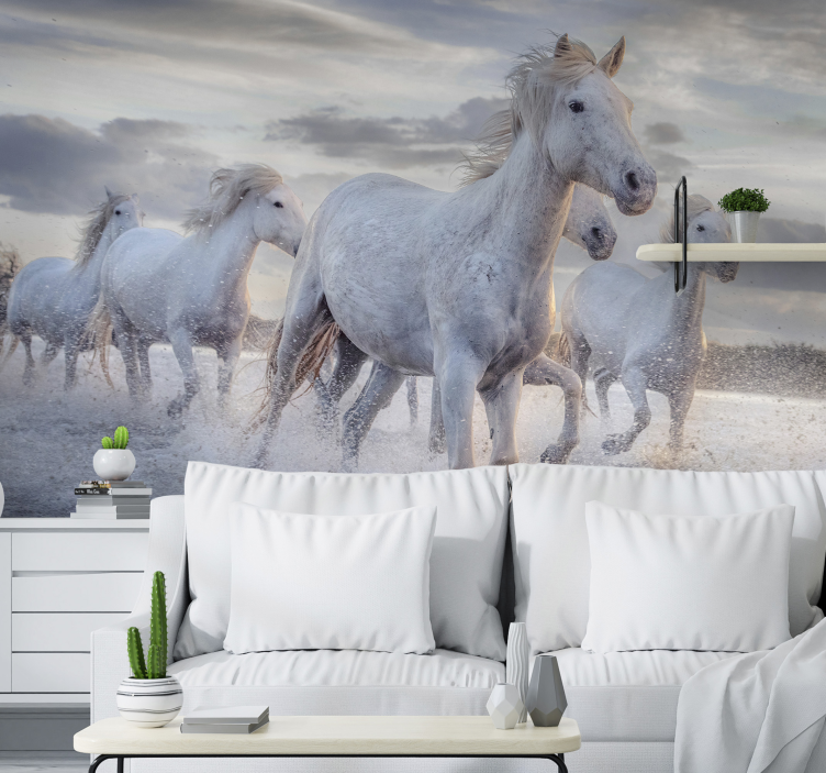 Horses in water wall mural - TenStickers