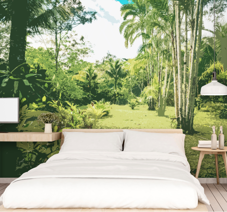 Jungle wall mural lush tropical landscape art - TenStickers