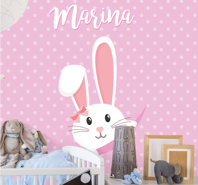Kids wall mural bunny with bow - TenStickers