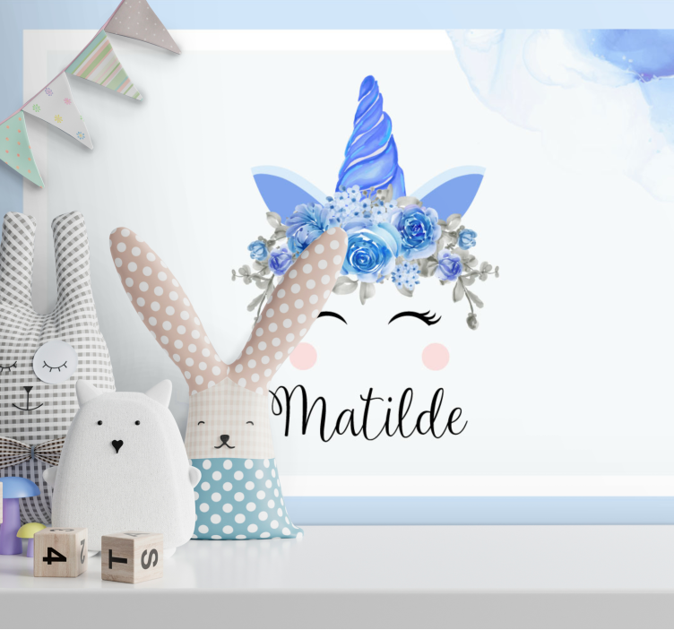 Kids wall mural cute unicorn design - TenStickers