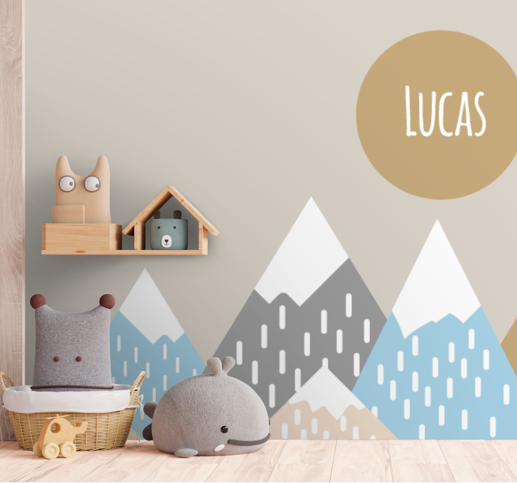 Kids wall mural mountain peaks design - TenStickers