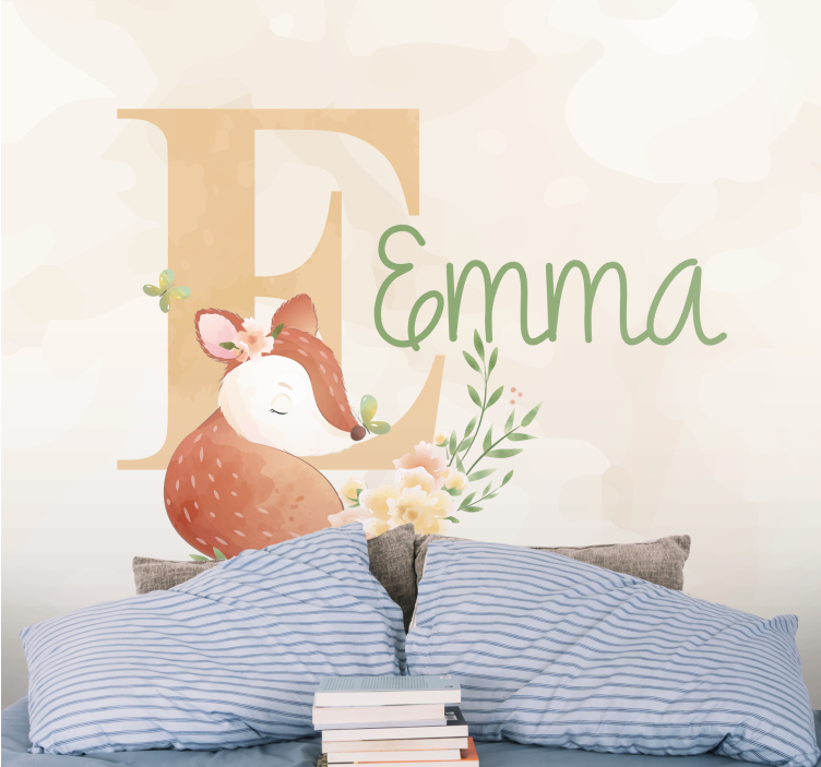 Kids wall mural personalized fox design - TenStickers