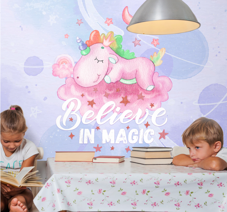 Kids wall mural unicorn dream cloud - TenStickers