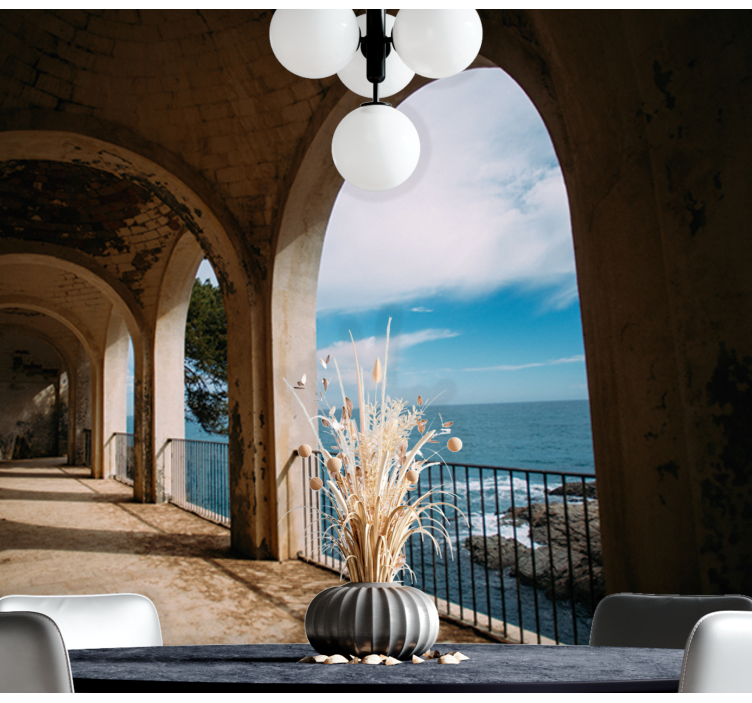 Landscape wall mural coastal archway view - TenStickers