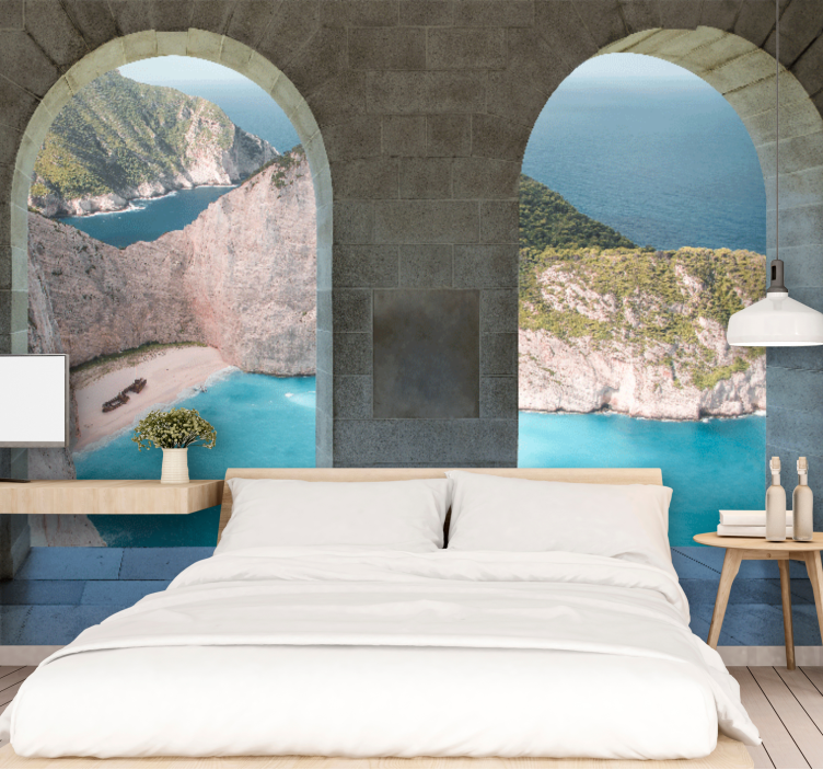 Landscape wall mural coastal view arch - TenStickers