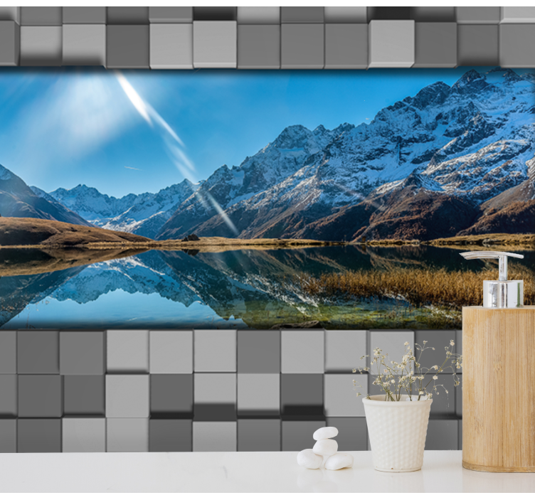 Landscape wall mural majestic mountain reflection - TenStickers