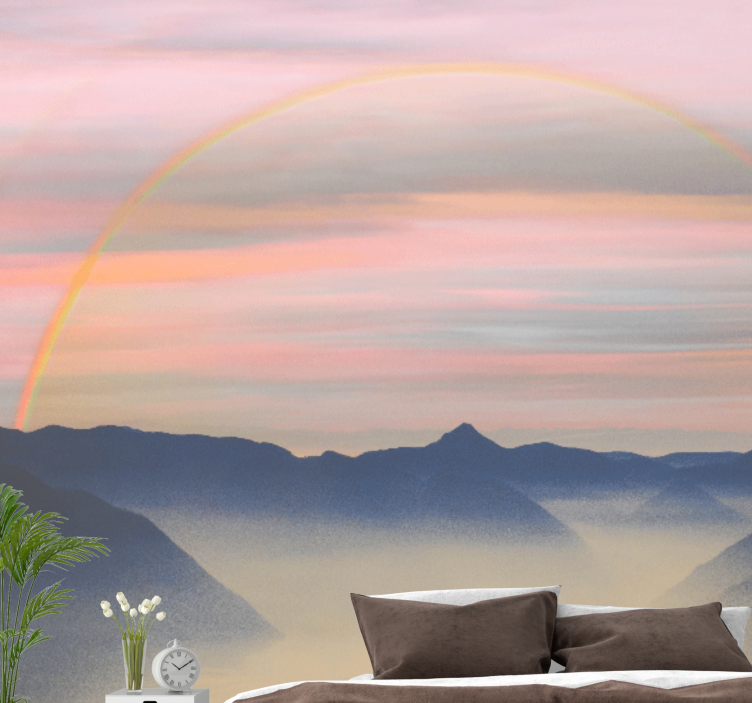 Landscape wall mural mountain rainbow view - TenStickers
