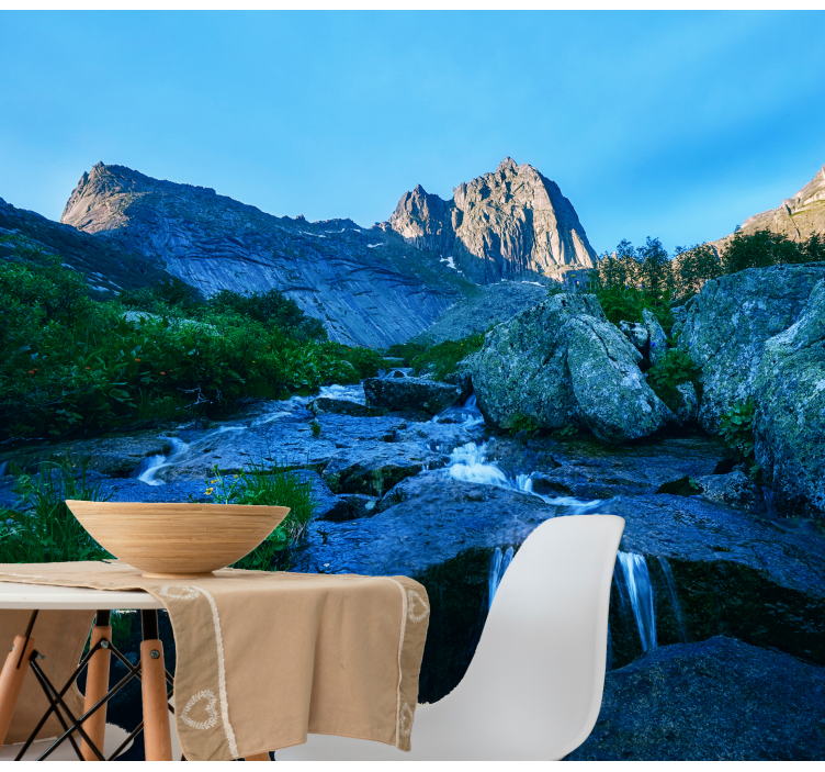 Landscape wall mural mountain stream scene - TenStickers