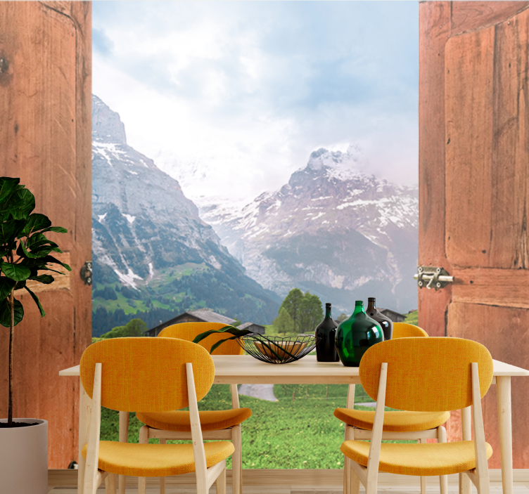 Landscape wall mural mountain view vista - TenStickers